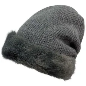 BARTS LILY BEANIE . Gorro Mujer , color gris claro con piel . modelo 2900002