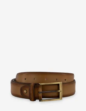 Cinturón en piel color cuero liso para hombre