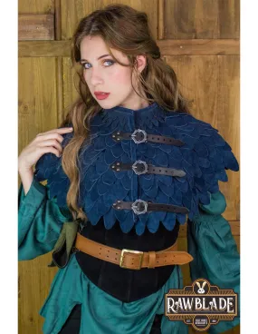 Gorjal de cuero con escamas modelo Oria - Azul