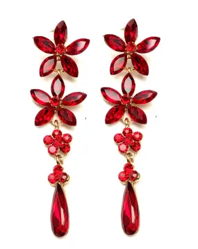 PENDIENTES ROJOS QUE QUEDAN PRECIOSOS CON PEDRERIA CRISTAL