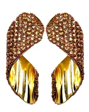 PENDIENTES ROSAS EN CRISTAL BRILLO MODELO TWISTER DE FIESTA